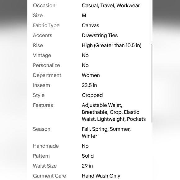 AMBIANCE Apparel High Waist Wide Leg Crop Pants Linen Blend NWT Sz.M Drawstring - Picture 7 of 8